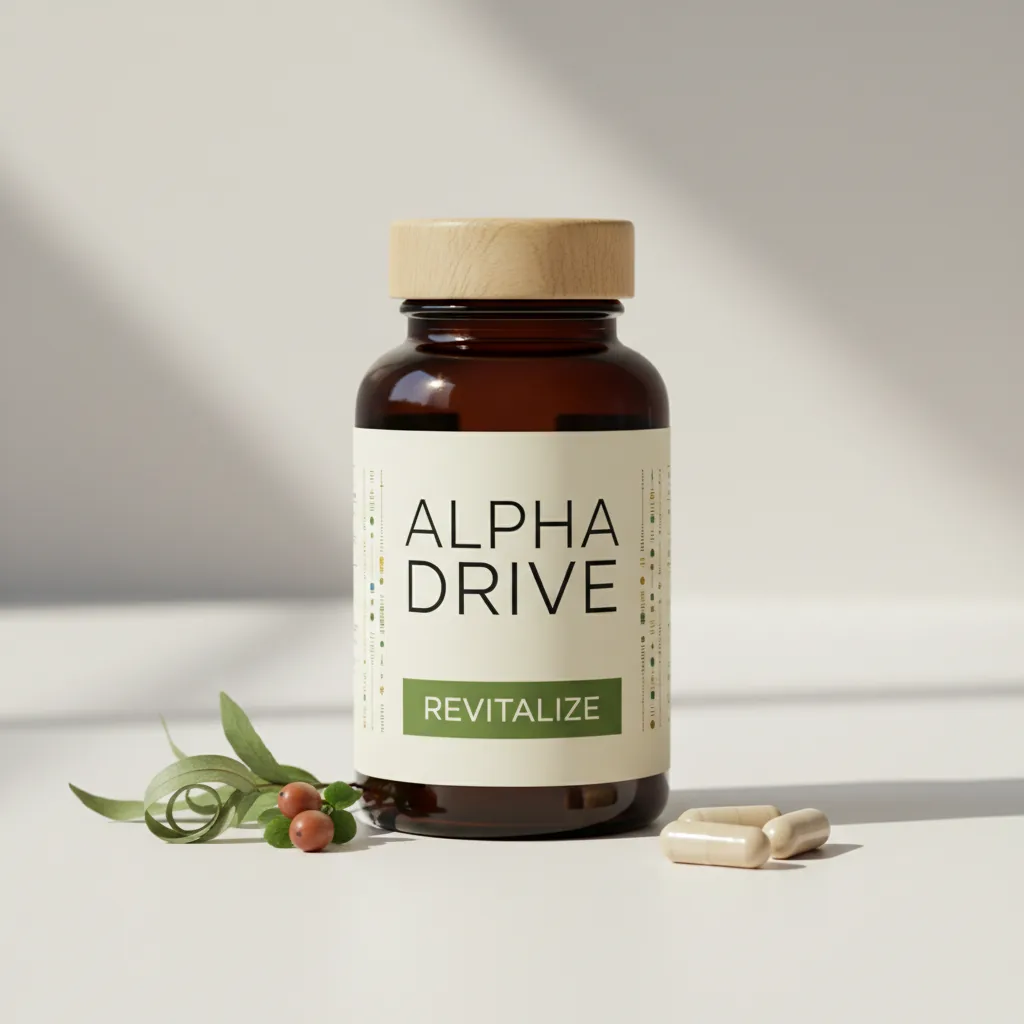 Alpha Drive kosttillskott - vit burk med hexagonalt mönster, 60 kapslar